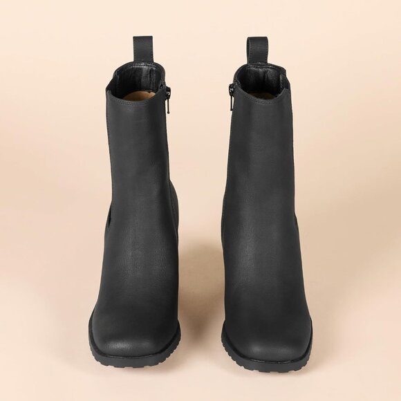 Trendy Women's Heeled Chelsea Boots - Memory Foam Comfort, Easy Slip-On Design - Picture 4 of 6